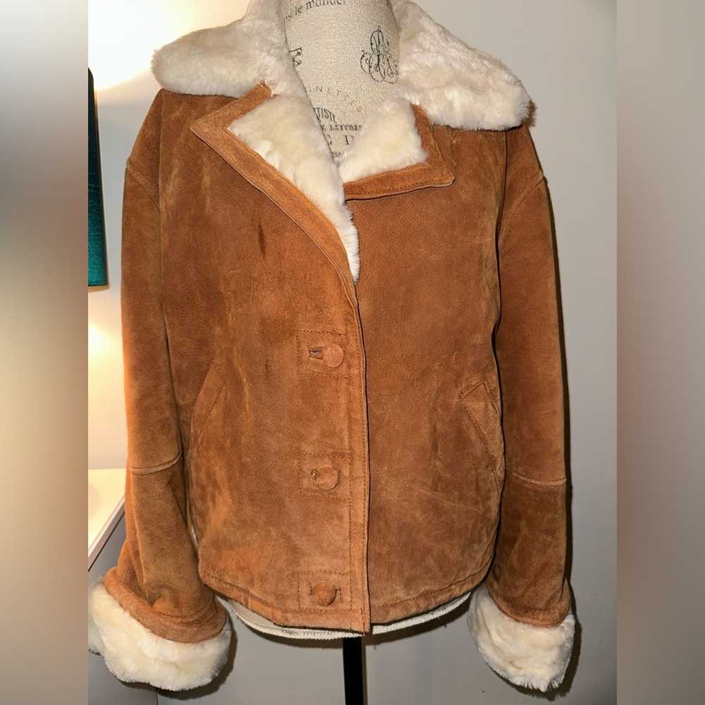 Vintage Metropolitan New York 10001 Leather Suede Faux Fur Jacket Large NICE!